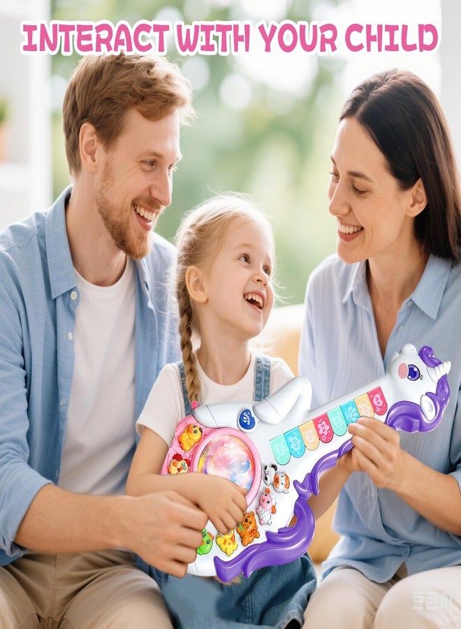 Ynanimery Kids Guitar, Kids Musical Instruments Toy for Child Toddler Boys Girls, Unicorn Guitar Toy with Animal Sounds & Music & Lights for 3 4 5 Year Old Girls Boys Birthday - Image 4